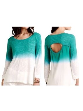 Z by Zobha Teal Ombre Lightweight Long Sleeve Top Size Small